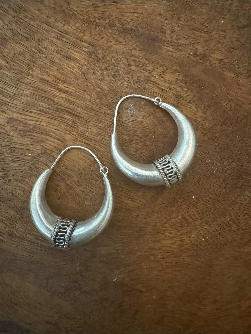 Silver Hoop Tribal Accent Earrings - Women Jewelry